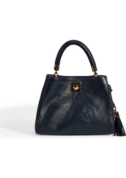 Kadın Lacivert Püskül Aksesuarlı Deri El Çantası fiyatları