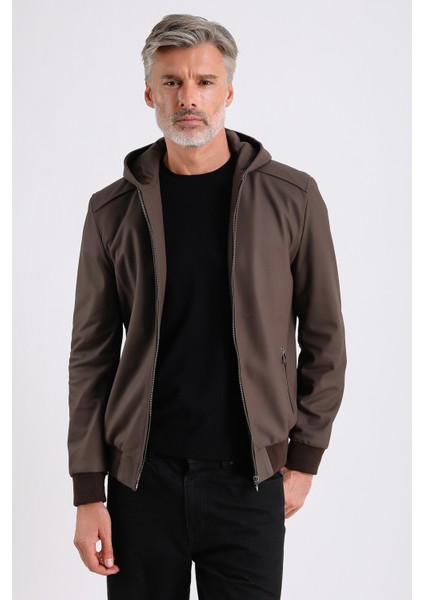 Arda Erkek Kapüşonlu Deri Mont