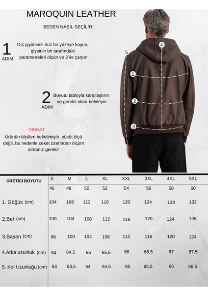 Arda Erkek Kapüşonlu Deri Mont