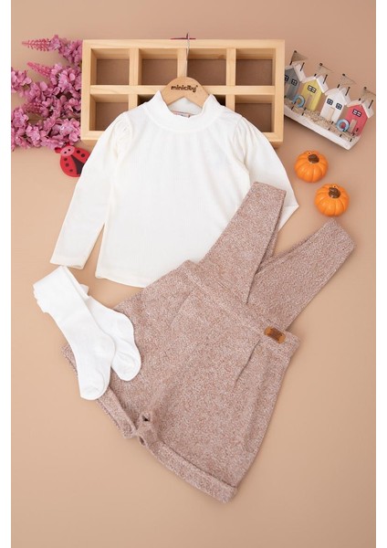 Kız Çocuk Salopet Takım Külotlu Çoraplı | 3'lü Kombin 1552 V modelleri