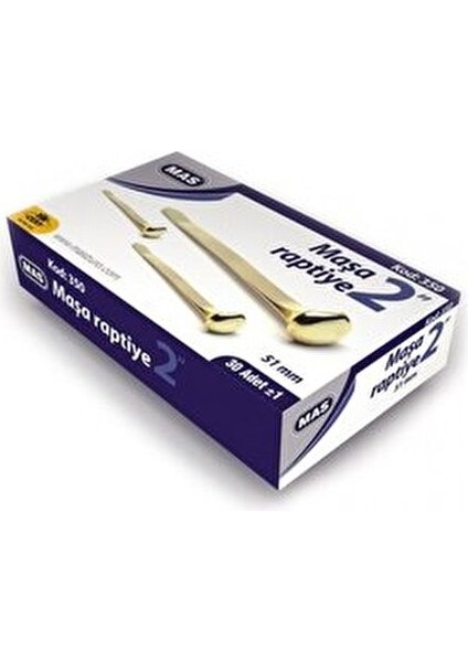Mas 350 Altın Renk Maşa Raptiye 30 Adet 51 mm Kırtasiye Ürünü