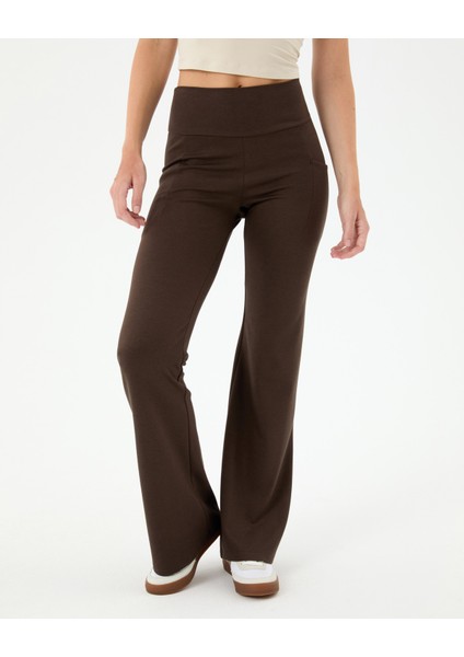 Kahverengi Cepli Flare Pantolon indirimleri