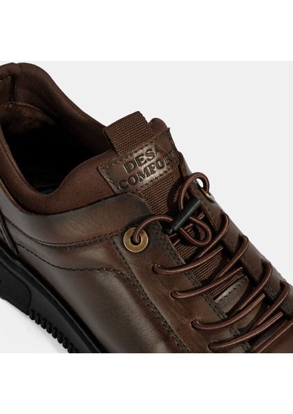 Erkek Kahve Bağcıklı Deri Günlük Ayakkabı