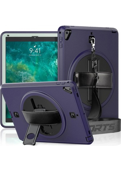 Bfs iPad 5 Air 9.7 Kılıf Strap-C Otterbox Tablet Kapak - Lacivert