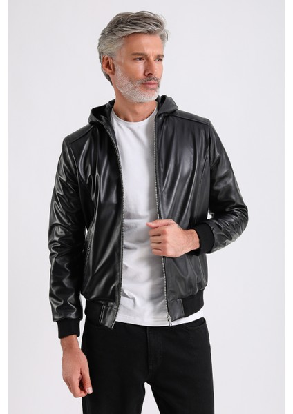 Arda Erkek Kapüşonlu Deri Mont fiyatları