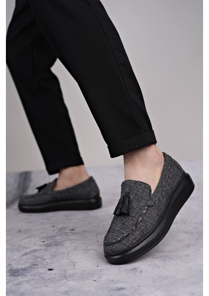 ET154 Blaze Bağcıksız Püsküllü Keten Erkek Günlük Spor Klasik Ayakkabı St - Gri