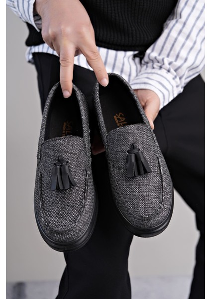 ET154 Blaze Bağcıksız Püsküllü Keten Erkek Günlük Spor Klasik Ayakkabı St - Gri fırsatları