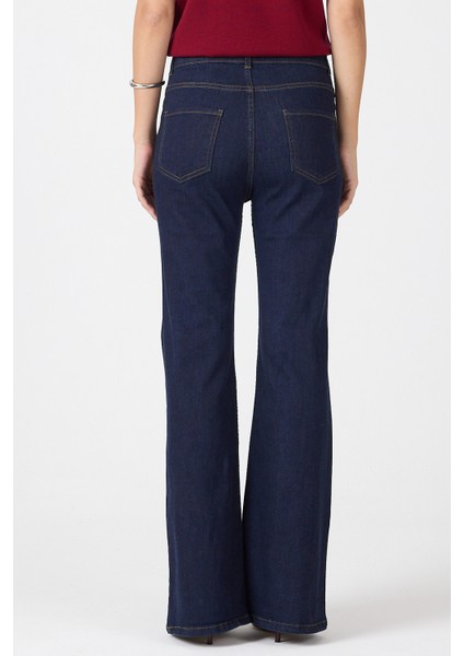 Laci Yüksek Bel Flare Kesim Kadın Jean Pantolon 12036