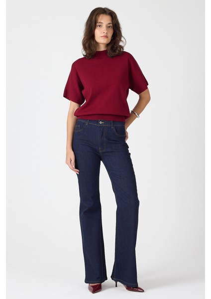 Laci Yüksek Bel Flare Kesim Kadın Jean Pantolon 12036
