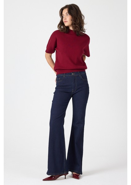 Laci Yüksek Bel Flare Kesim Kadın Jean Pantolon 12036