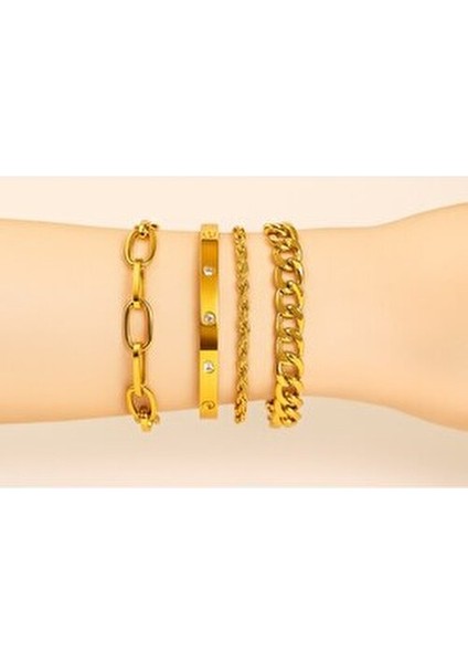 X-lady Altın Kaplama 4 Parça Kombin Bileklik Kadınlar İçin Şık Tasarım fırsatları