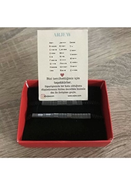 Tralles Mors Alfabesi Doğaltaş Hematit Bileklik Unisex Kullanıcılar için Özel Tasarım