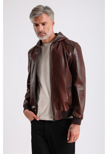 Arda Erkek Kapüşonlu Deri Mont fiyatları