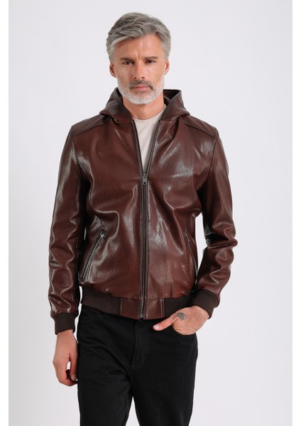 Arda Erkek Kapüşonlu Deri Mont fırsatları