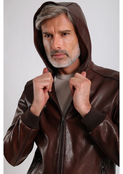 Arda Erkek Kapüşonlu Deri Mont indirimleri