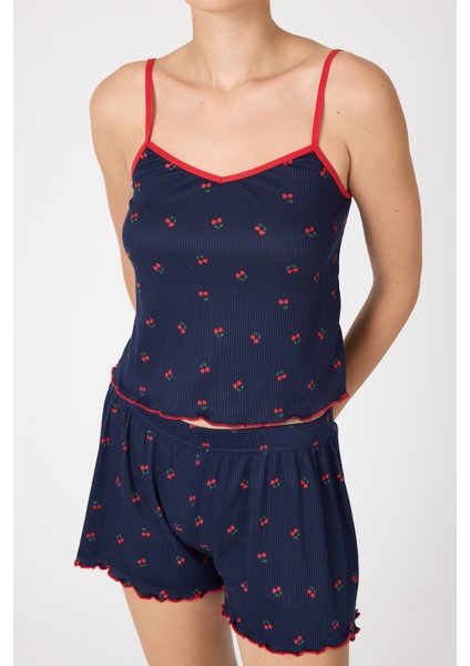 Laci Kiraz Desenli Kadın Pijama Takımı 3415 indirimleri