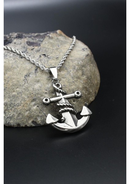 Çapa Dümen Figürlü Kolye Paslanmaz Çelik Zincir 902290 modelleri