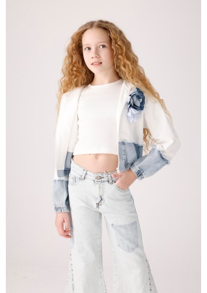 Jena Denim Parçalı Kız Ceket - Beyaz fiyatları