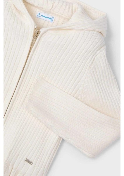 Kapşonlu Kız Hırka - Krem