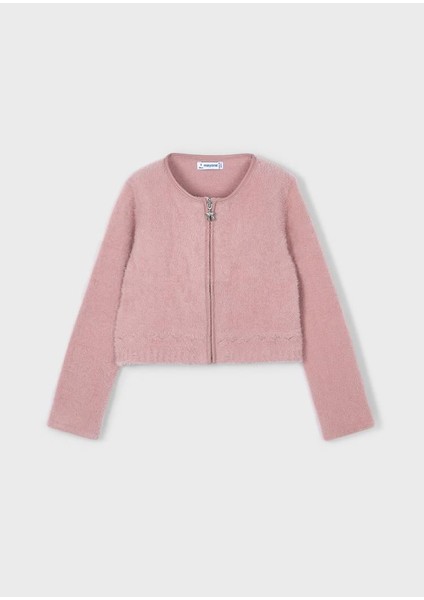 Kürklü Kız Hırka - Pudra