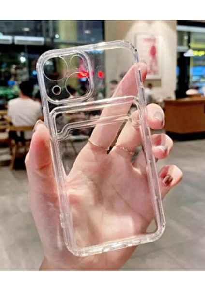 Iphone 15 Uyumlu Şeffaf Kartlıklı Kamera Korumali Esnek Silikon Kılıf modelleri
