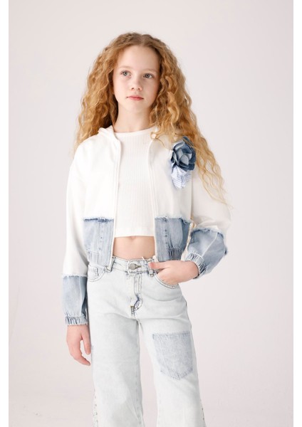 Jena Denim Parçalı Kız Ceket - Beyaz indirimleri