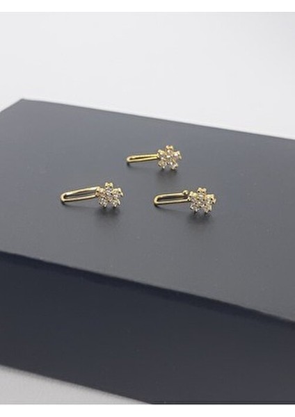 925 Ayar Gümüş (3 Adet) Altın Kaplama Zirkon Taşlı (Deliksiz) ''yıldız'' Hızma(En:4mm Boy 4mm)