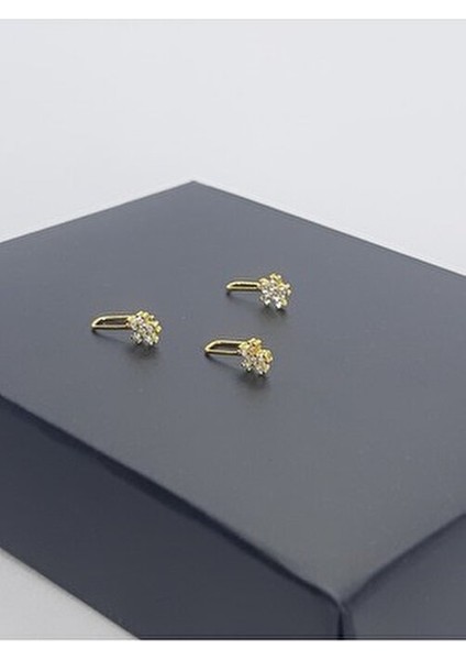 925 Ayar Gümüş (3 Adet) Altın Kaplama Zirkon Taşlı (Deliksiz) ''yıldız'' Hızma(En:4mm Boy 4mm) modelleri