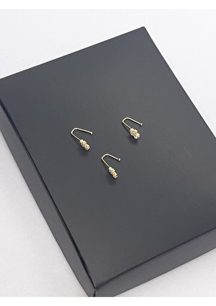 925 Ayar Gümüş (3 Adet) Altın Kaplama Zirkon Taşlı (Deliksiz) ''yıldız'' Hızma(En:4mm Boy 4mm) fırsatları