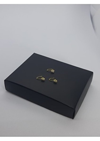 925 Ayar Gümüş (3 Adet) Altın Kaplama Zirkon Taşlı (Deliksiz) ''yıldız'' Hızma(En:4mm Boy 4mm)