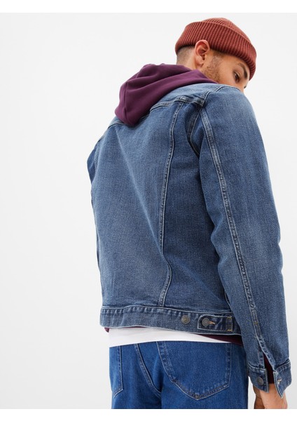 Erkek Koyu Mavi Icon Washwell ™Denim Ceket indirimleri