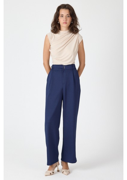 Laci Kemerli Yüksek Bel Bol Paça Kadın Pantolon 8147A fırsatları
