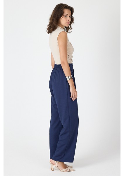 Laci Kemerli Yüksek Bel Bol Paça Kadın Pantolon 8147A