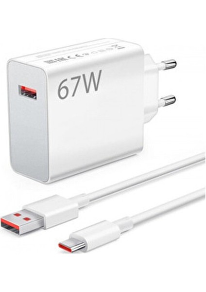 Xiaomi %100 orijinal 67WATT Hızlı Şarj Aleti Başlık ve Kablo (Kutusuz)