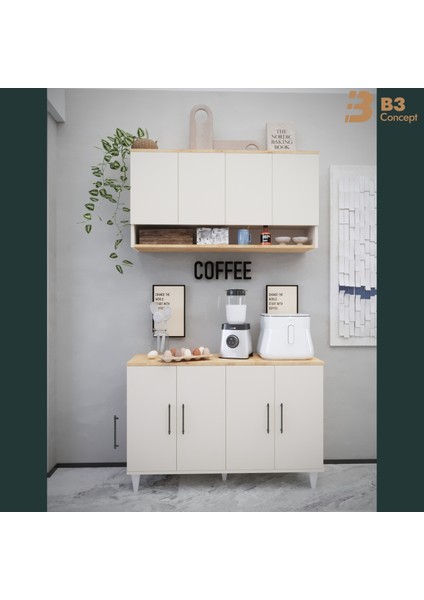 8 Kapaklı Özel Tasarım Lüks Kahve Köşesi Özel Tasarım - Kolay Kurulum - Mutfak Çok Amaçlı Dolap fırsatları