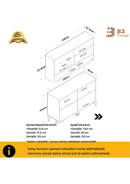 8 Kapaklı Özel Tasarım Lüks Kahve Köşesi Özel Tasarım - Kolay Kurulum - Mutfak Çok Amaçlı Dolap