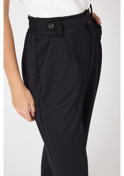 Siyah Kemerli Yüksek Bel Bol Paça Kadın Pantolon 8147A indirimleri