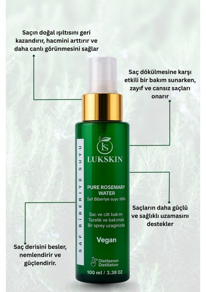 Biberiye Suyu Dökülme Karşıtı ve Saç Uzamasını Destekleyici ,saç Toniği %100 Doğal ve Saf 100 ml