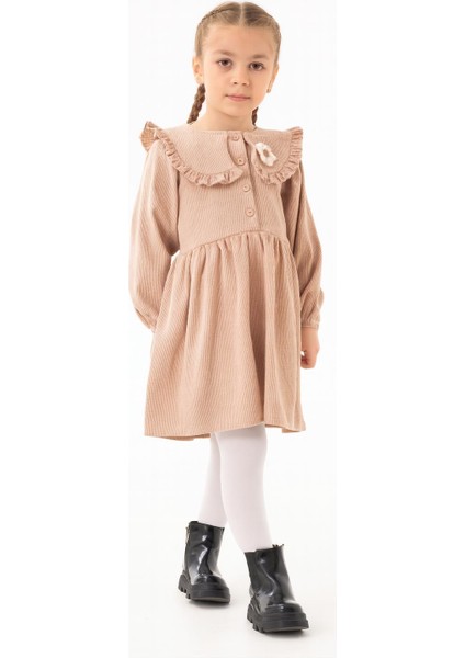 Kız Çocuk Fırfırlı Yaka Uzun Kollu ELBISE-1571-V modelleri