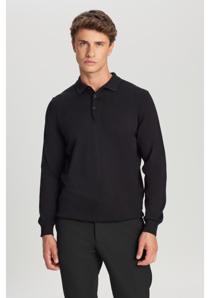 Pamuklu Standart Fit Normal Kesim Polo Yaka Triko Kazak