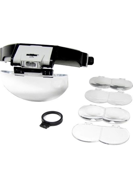 Lens Takmalı 5 Lenslı , LED Lambalı Şapka Tip Büyüteç modelleri
