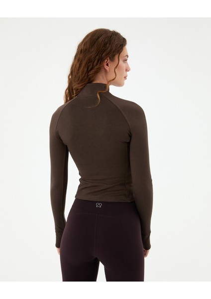 Kahverengi Dar Fit Spor Üst modelleri