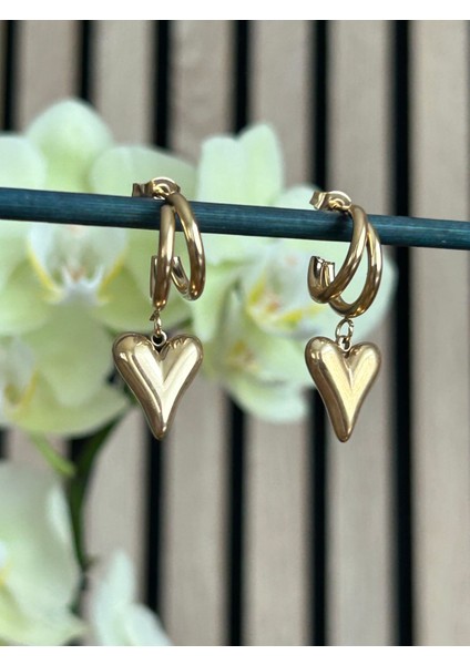 Sallantılı Kalpli Çelik Küpe fiyatları