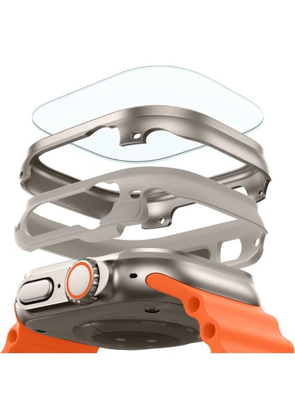 Apple Watch Ultra 2 49MM Armorite Protection Saat Kasası + 2 Adet Saat Cam Ekran Koruyucu Set