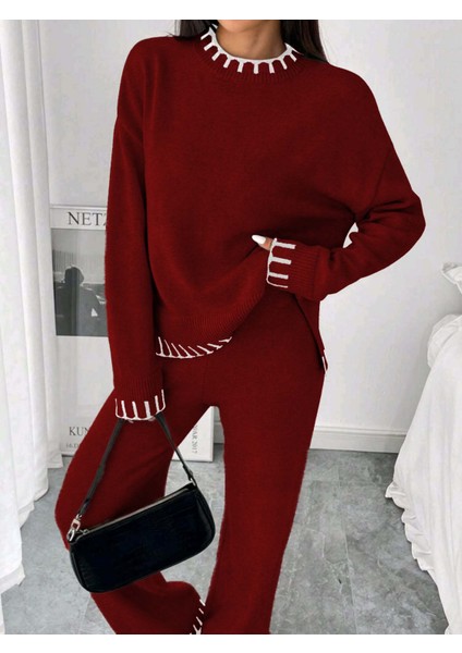 Yırtmaçlı Kazak Pantolon Alt-Üst Takım