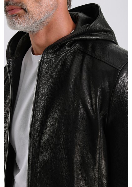Arda Erkek Kapüşonlu Deri Mont fırsatları