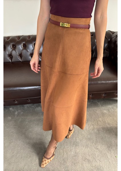 Süet Uzun Etek- Taba modelleri