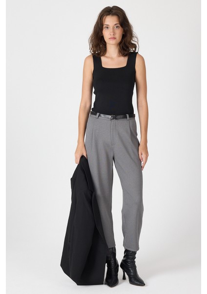 Antrasit Pileli Kemerli Kadın Kumaş Pantolon 8120A fiyatları