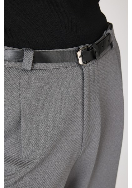 Antrasit Pileli Kemerli Kadın Kumaş Pantolon 8120A indirimleri