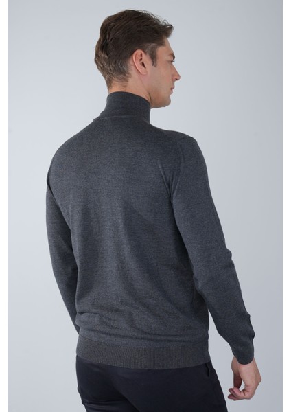 Erkek Yün Basic Yarım Balıkçı Yaka Triko Antrasit TR23KNOS23210_D58 fiyatları